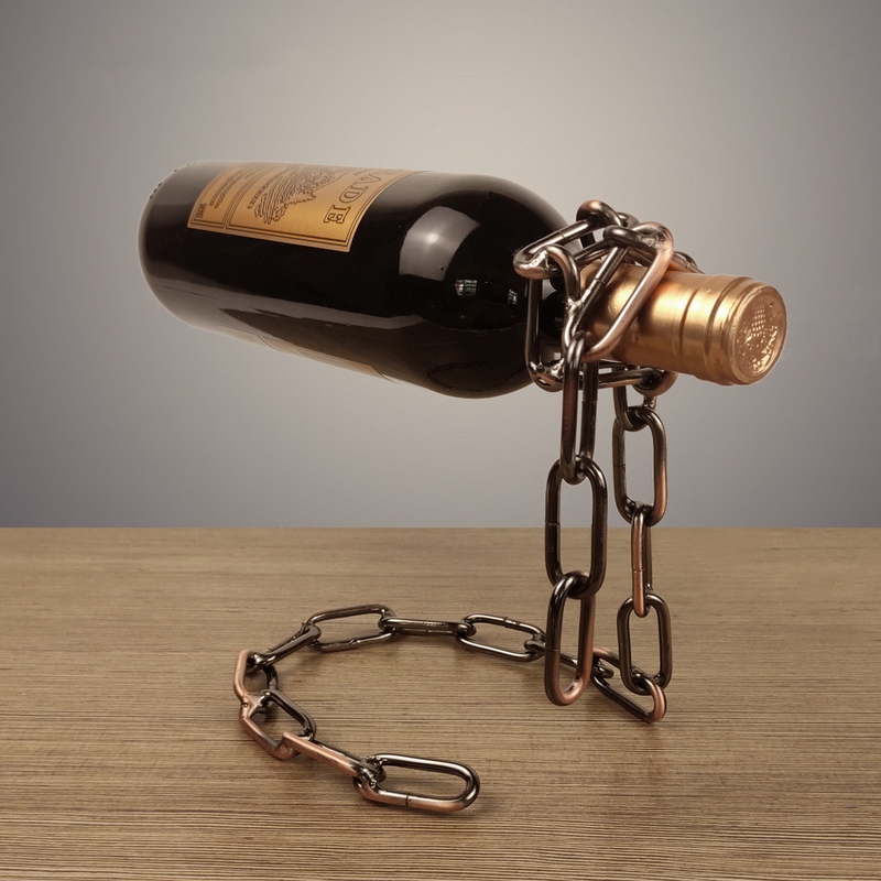Suspension Iron Chain Wine Bottle Holder